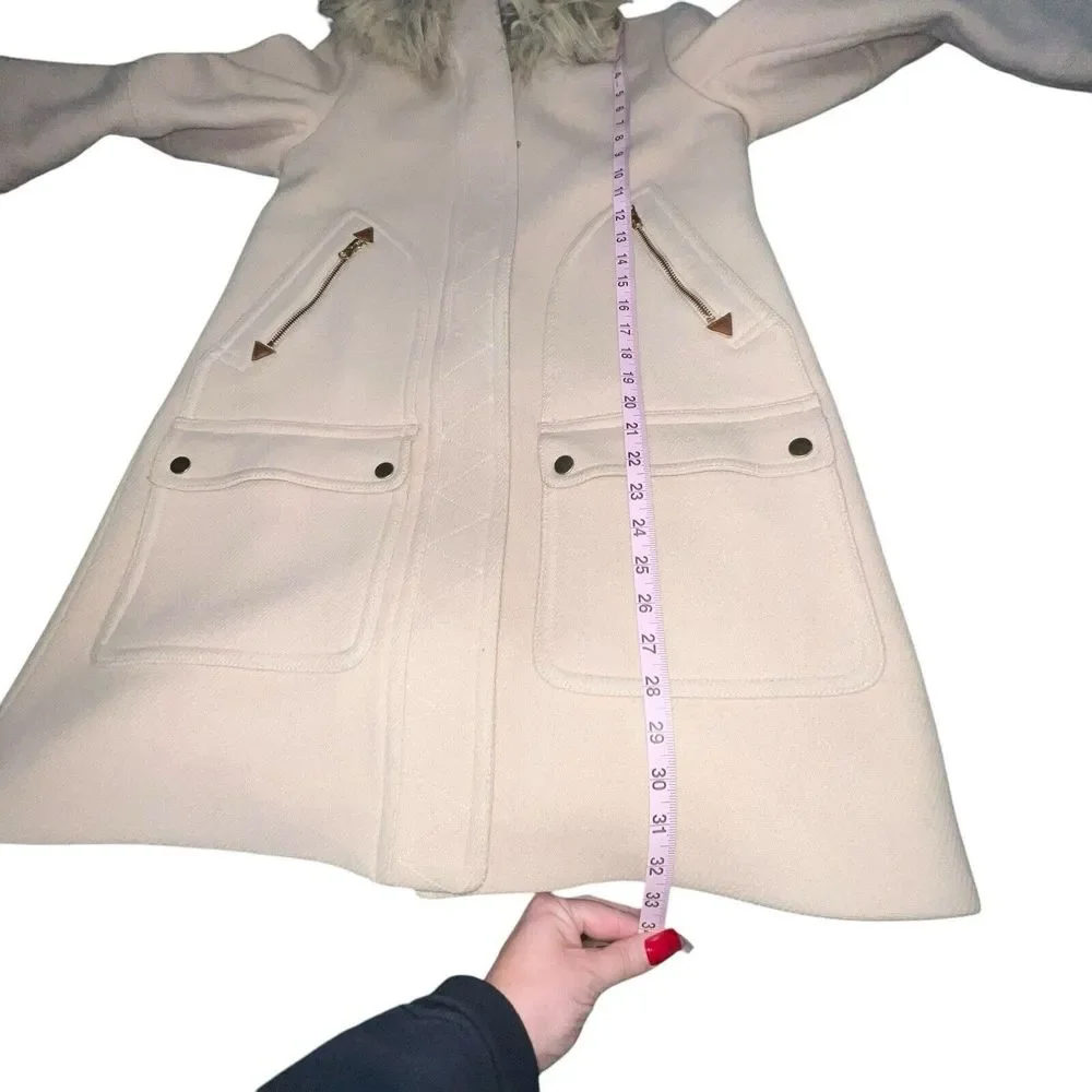 J. Crew Chateau Parka‎ Italian Stadium Cloth Wool Coat Hooded Size 2T Tall Beige - Picture 9 of 14